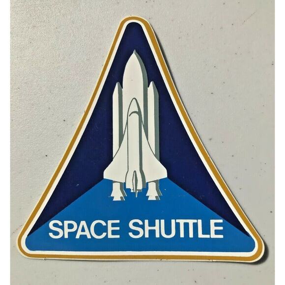 Space Shuttle Triangle Decal Blue White Gold 4" x 4" - Picture 1 of 4